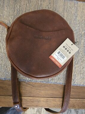 *NWT* Portland Leather Round Crossbody Bag in NUTMEG